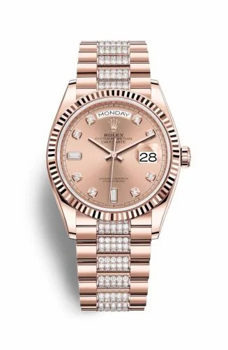 Rolex Day-Date 36 Everose Gold / Fluted / Rose-Diamond / President-Diamond 128235-0019 (M128235-0019)